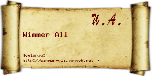 Wimmer Ali névjegykártya